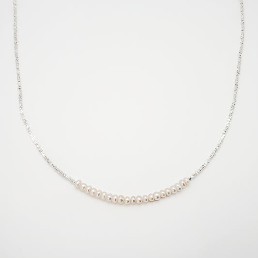 Mini Silver Shards Pearl Necklace